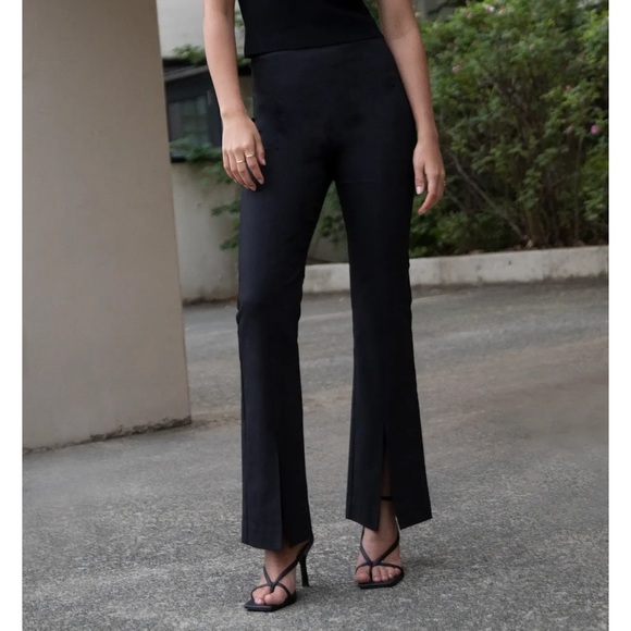 Oak + Fort Black Split Hem Pants - Picture 2 of 2